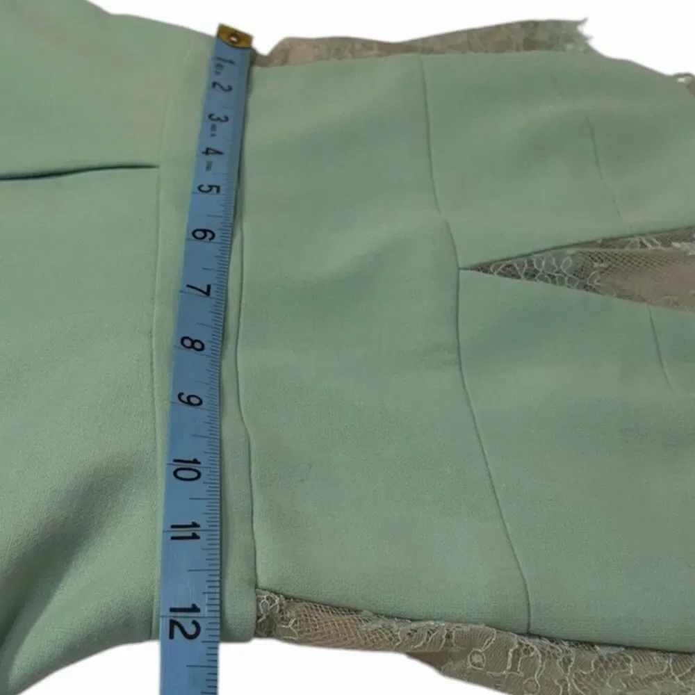 BCBGMAXAZRIA Dress Women 0 Fit Flare Green Lace Peplum Cocktail Party Dress - Picture 6 of 13